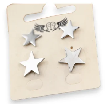 Silver-plated steel earring star