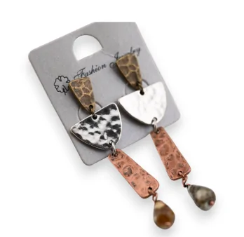 Ethnic copper 3-color fancy earrings