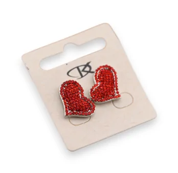 Red Strass Heart Earrings