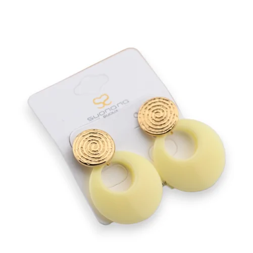 Round plastic yellow-light earring