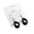 Hanging earring in steel with black stone and star