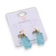 Boucle d'oreille acier nounours bonbon bleu ciel