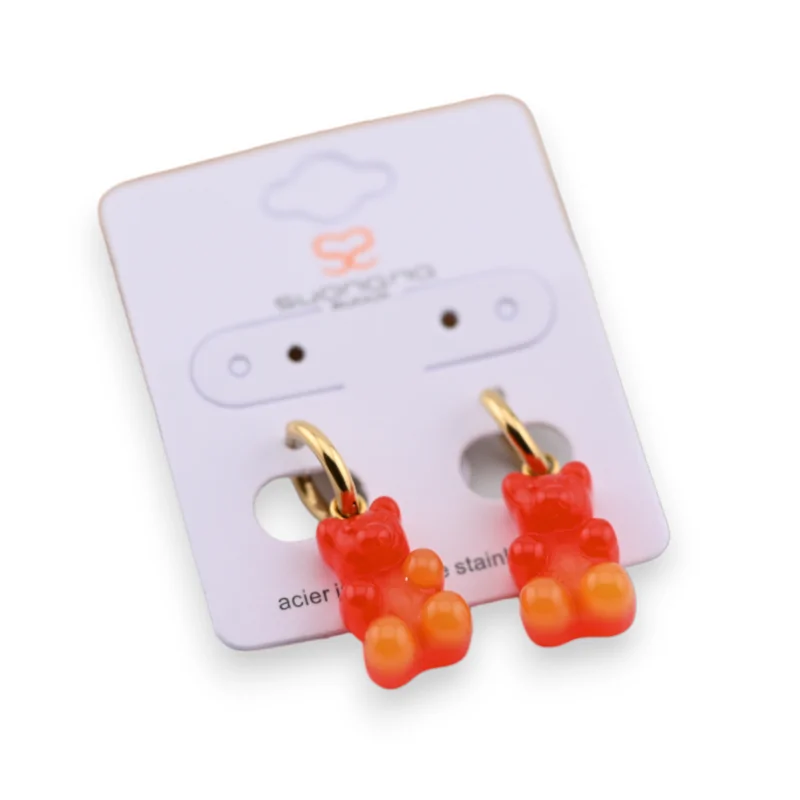 Stainless Steel Bear Candy Orange Blood Earrings