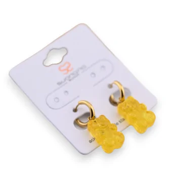 Ohrringe aus Stahl Teddybär Bonbon gelb