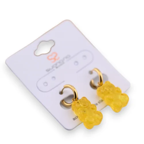 Ohrringe aus Stahl Teddybär Bonbon gelb