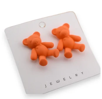 Cute orange teddy bear earrings