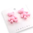 Boucle d'oreille nounours rose