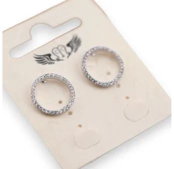 Fancy silver rhinestone circle earrings