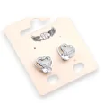de couleurSilver steel earrings 3D heart rhinestones and colored stones