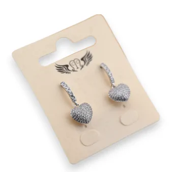 Orecchini pendenti di fantasia in argento con rilievo a forma di cuore