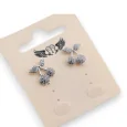 Silver cherry rhinestone fancy earrings