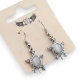 Aretes de fantasía plateado tortuga strass y piedra gris