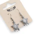 Silver Turtle Rhinestone and Grey Stone Fancy Earrings