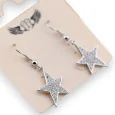 Fancy Silver Star Earring with Hanging Strass