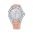 Orologio da polso da donna in silicone e strass ERNEST rosa tenue