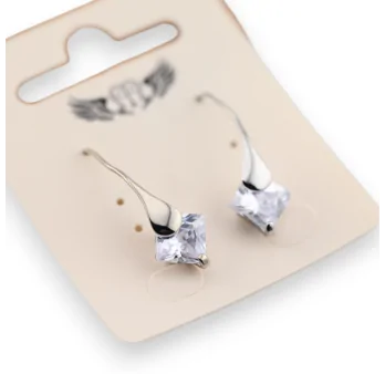 Silver Earrings with Sparkling Stone Studs