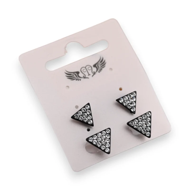 Fancy black earrings with triangle rhinestones