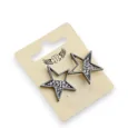 Aretes de metal gris oscuro con estrella de strass