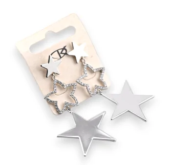 Silver 3-star fancy earrings