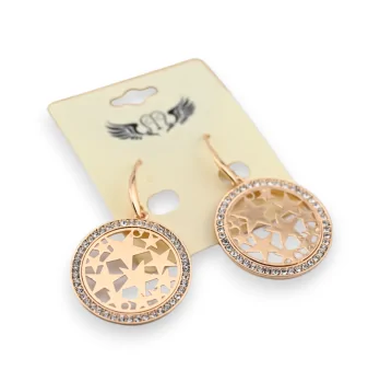 Fancy gold round star earrings