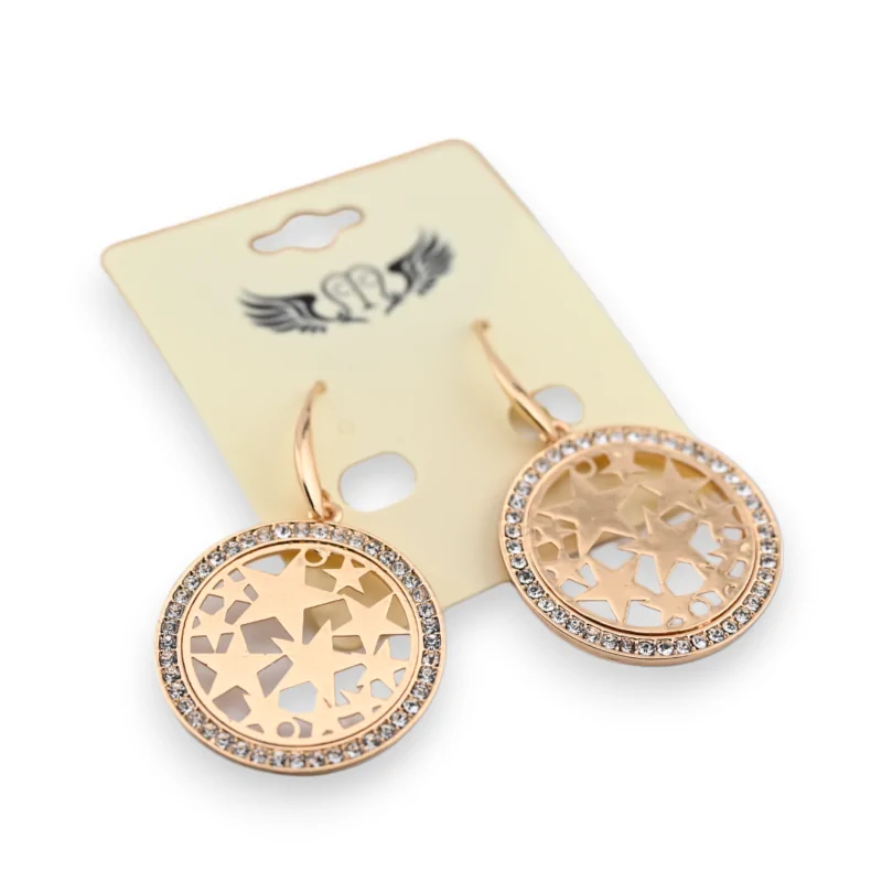 Fancy gold round star earrings