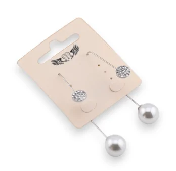 Fantasie Ohrringe aus Silber, mit Perle in Ecru-Farbe hängend