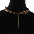 Collier fantaisie doré 4 rangées pierres nuance marron