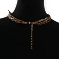 Golden Fancy Necklace with 4 Rows of Brown Stones