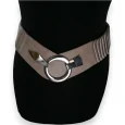 Ceinture synthétique élastique accordéon Taupe Foncé