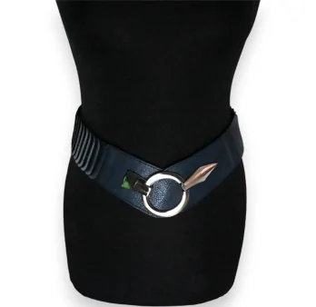 Elastic accordion synthetic belt in Navy Blue