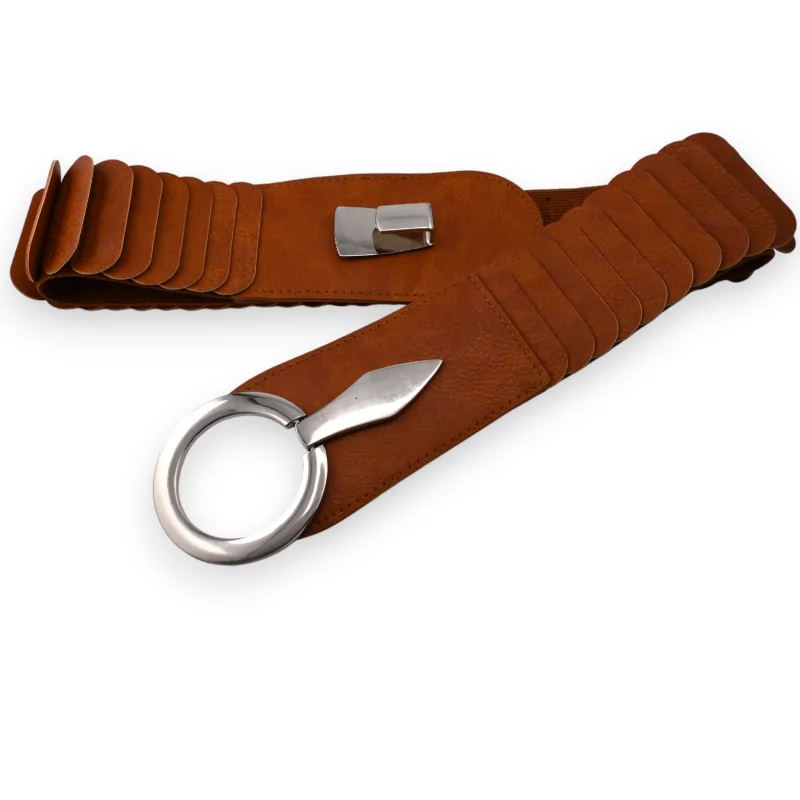 Ceinture synthétique élastique accordéon Camel