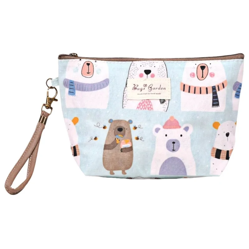 Pochette trucco orso blu