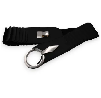 Elastic Accordion Synthetic Belt - Black