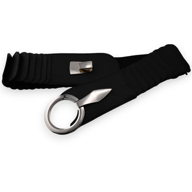 Ceinture synthétique élastique accordéon Noir