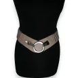 Ceinture synthétique élastique accordéon taupe clair