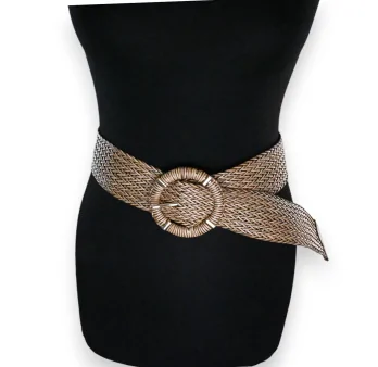 Fancy plastic braided brown and beige belt