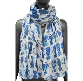 Patchwork-Schal in abgestuften Blautönen für Frauen