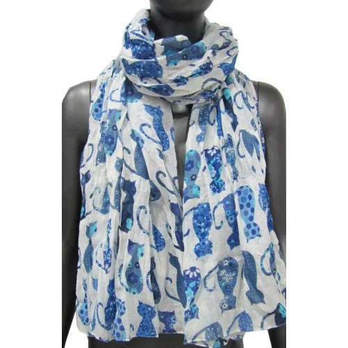 Patchwork gradient blue scarf for women