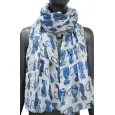 Patchwork gradient blue scarf for women
