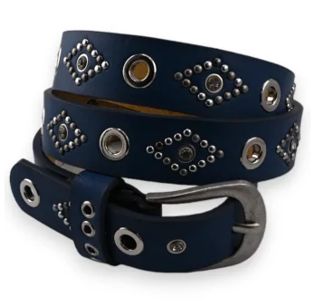 Cinturón de tachuelas para mujer de color jeans azul