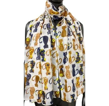Blue and Mustard Cat Scarf