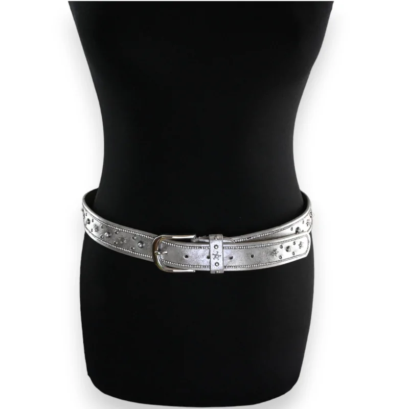 Ceinture cloutee etoile femme argente