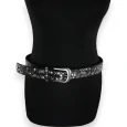 Cinturón para mujer plateado y negro con remaches