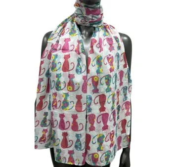Bufanda de mujer gato multicolor patchwork