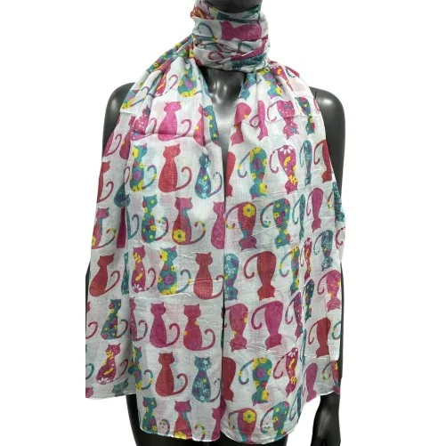 Women's multicolored patchwork cat scarf