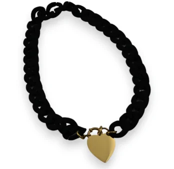 Fancy plastic chain necklace with golden heart