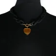 Fancy plastic chain necklace with golden heart