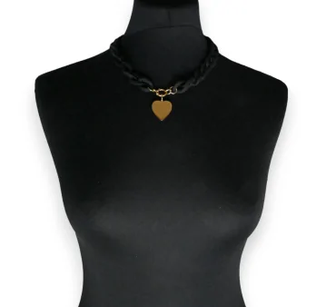 Fancy plastic chain necklace with golden heart