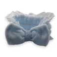 Bandeau à maquillage femme bleu ciel broderie anglaise