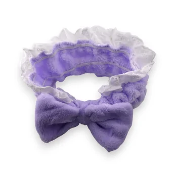 Women\'s Makeup Headband with English Embroidery in Purple